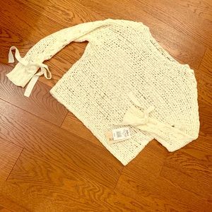 •Rewind• Ivory Braided Sleeve Sweater